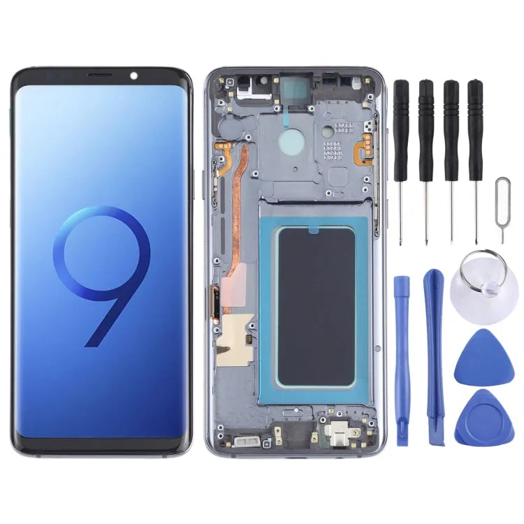 OLED LCD-scherm voor Samsung Galaxy S9+ SM-G965 Digitizer Volledige montage met frame (grijs)