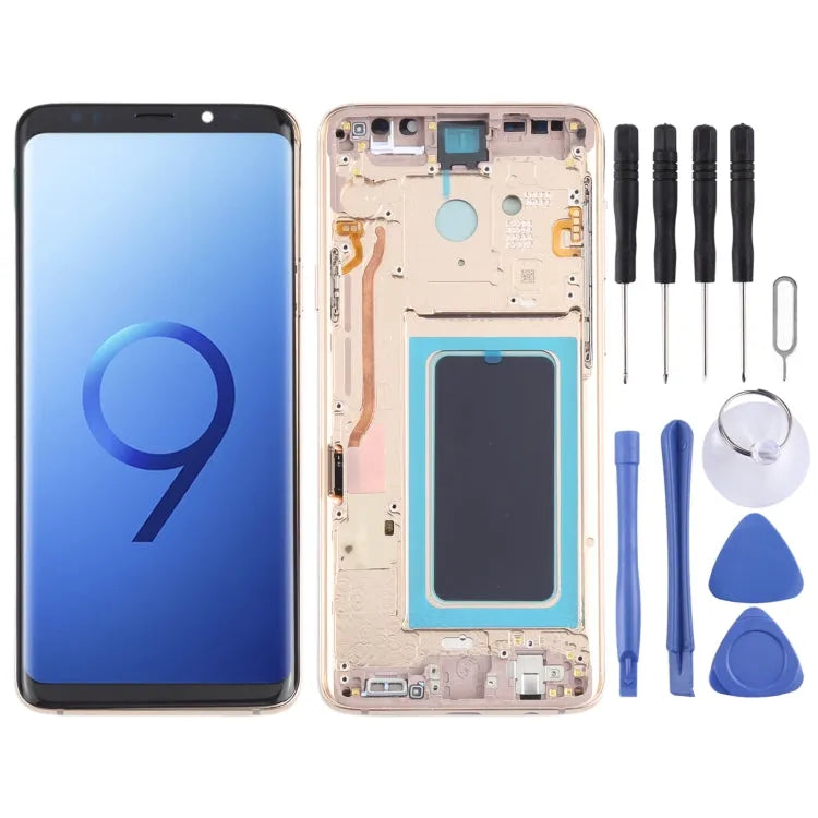 OLED LCD-scherm voor Samsung Galaxy S9+ SM-G965 Digitizer Volledige montage met frame (goud)
