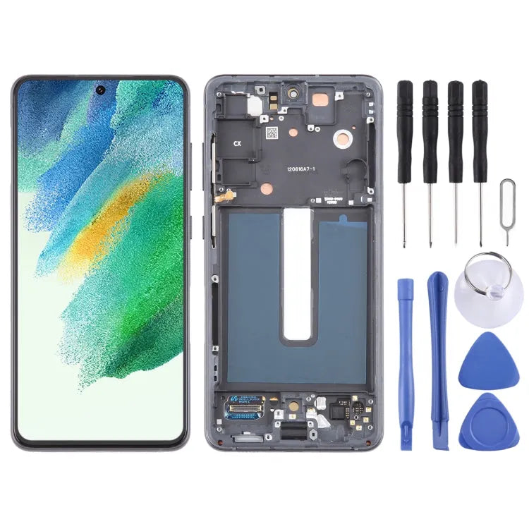 Voor Samsung Galaxy S21 FE 5G SM-G990B Origineel LCD-schermdigitizer Volledige montage met frame (zwart)