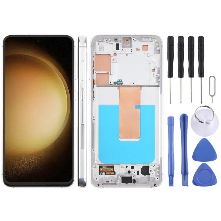 Voor Samsung Galaxy S23+ SM-S916B 6,43 inch TFT LCD-schermdigitaliser, volledige montage met frame, geen ondersteuning voor vingerafdrukidentificatie (zilver)