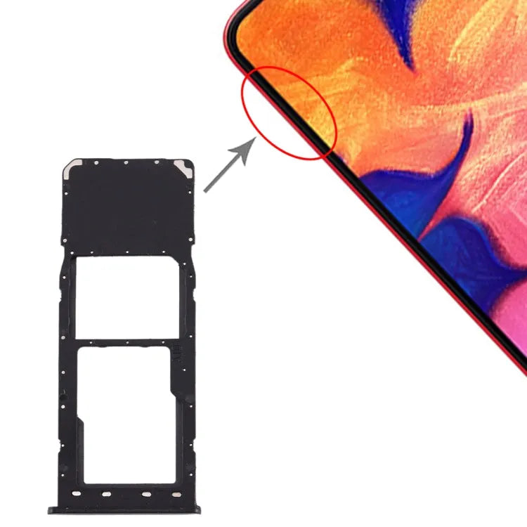 Voor Galaxy A10 SIM-kaartlade + Micro SD-kaartlade (zwart)