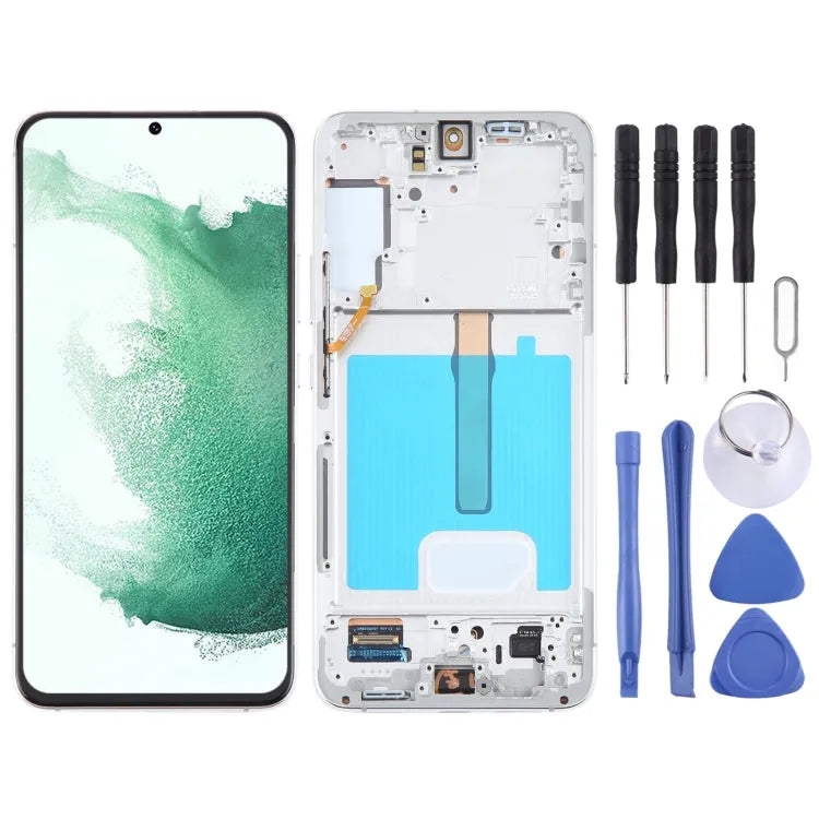 Voor Samsung Galaxy S22+ 5G SM-S906B Origineel LCD-scherm Digitizer volledige montage met frame (wit)