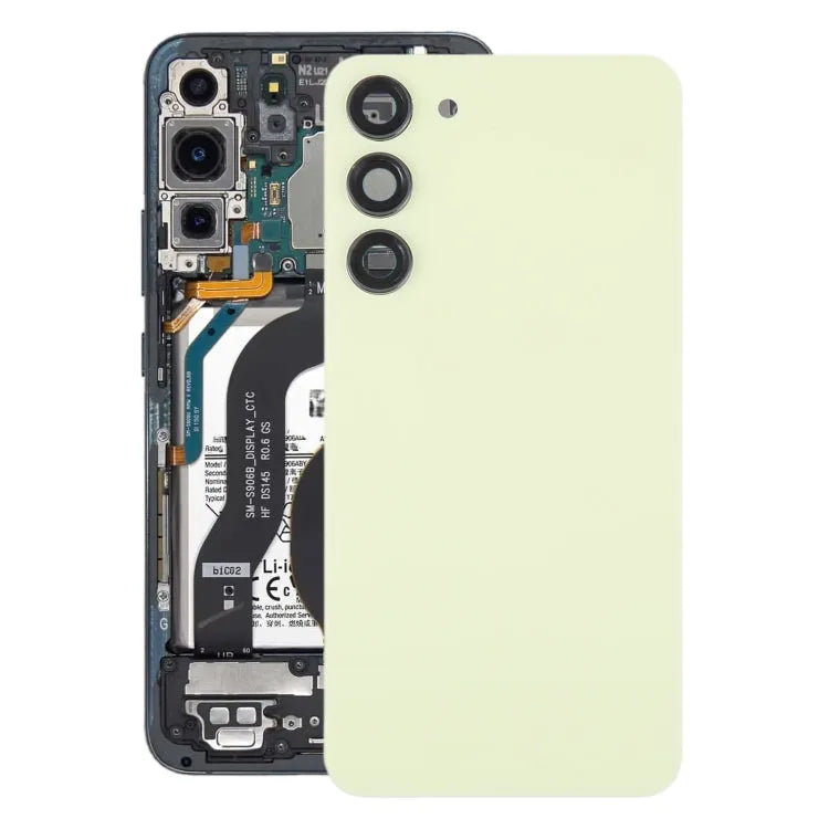 Originele glazen batterij-achterklep met cameralensframe voor Samsung Galaxy S23+ SM-S916B (geel)