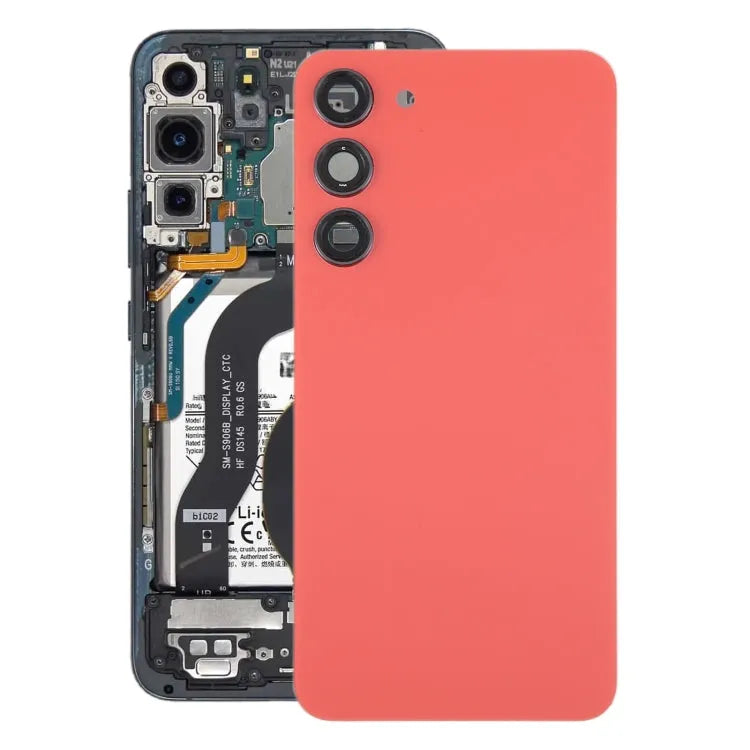 Originele glazen batterij-achterklep met cameralensframe voor Samsung Galaxy S23+ SM-S916B (rood).