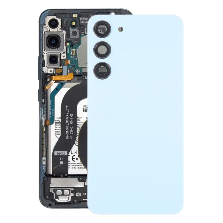 Originele glazen batterij-achterklep met cameralensframe voor Samsung Galaxy S23+ SM-S916B (blauw).