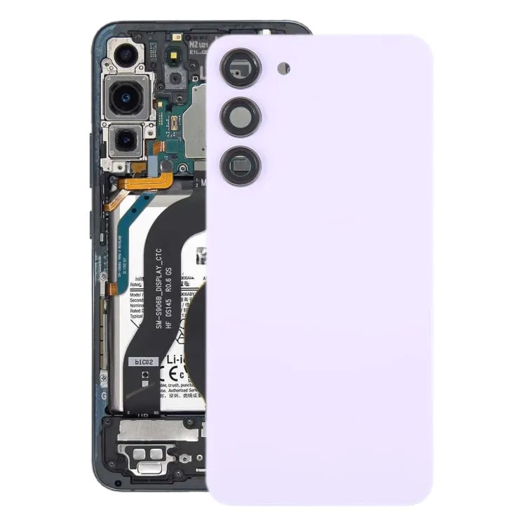 Originele glazen batterij-achterklep met cameralensframe voor Samsung Galaxy S23+ SM-S916B (roze)