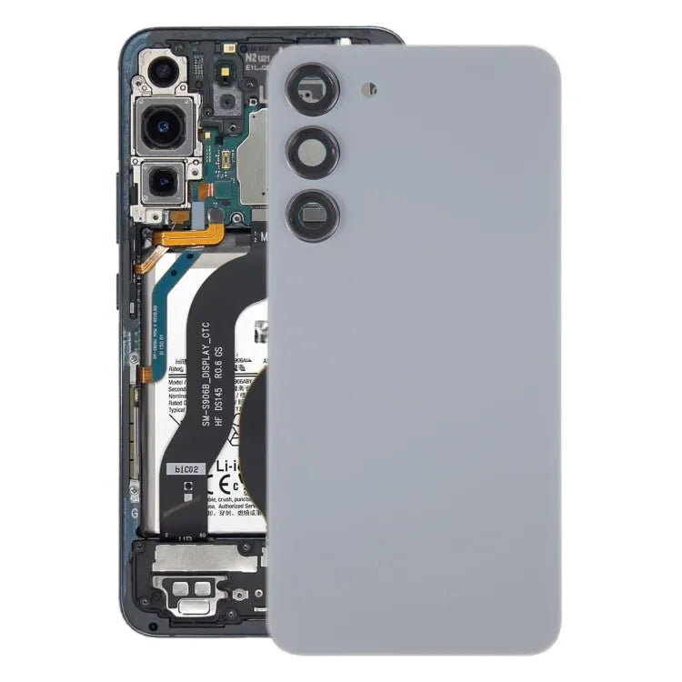Originele glazen batterij-achterklep met cameralensframe voor Samsung Galaxy S23+ SM-S916B (grijs)