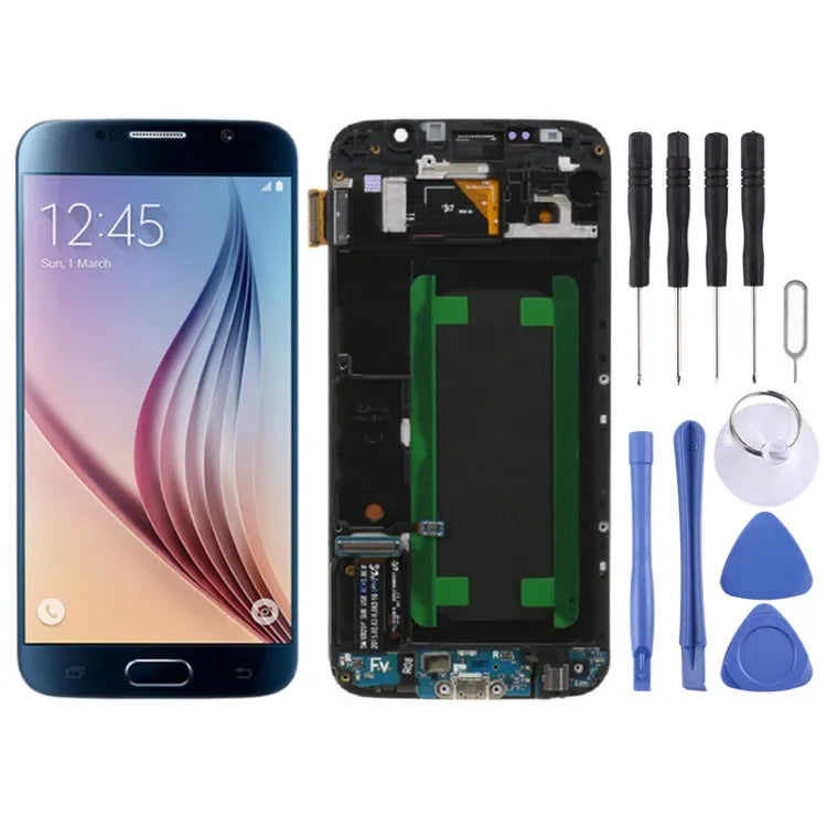 Originele Super AMOLED Lcd-scherm Voor Samsung Galaxy S6 SM-G920F Digitizer Volledige Montage met Frame (Blauw)