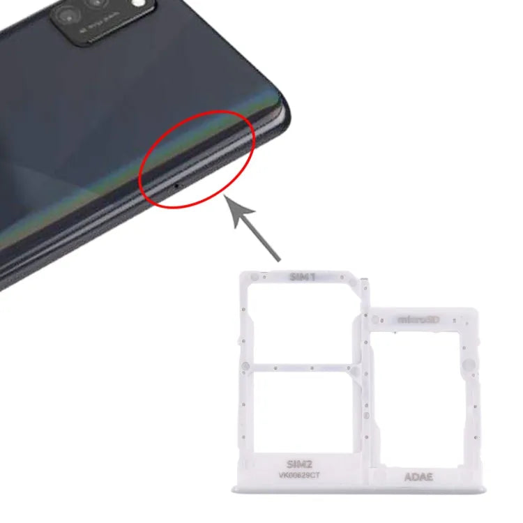 Voor Samsung Galaxy A41 / A415 SIM-kaartlade + SIM-kaartlade + Micro SD-kaartlade (wit)
