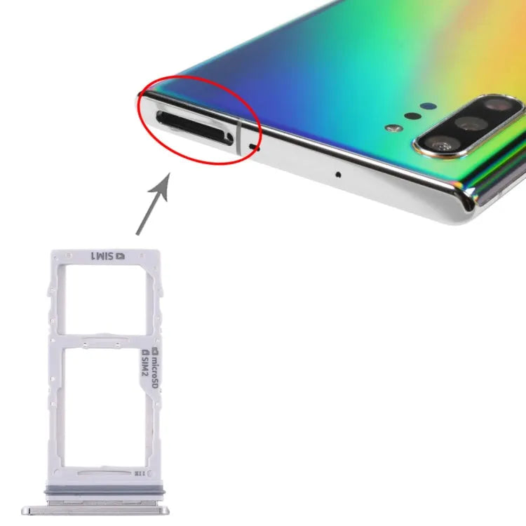 Voor Samsung Galaxy Note10+ SIM-kaartlade + SIM-kaartlade / Micro SD-kaartlade (grijs)