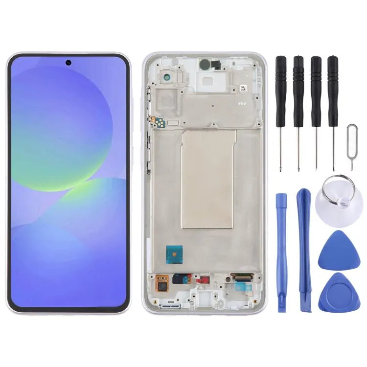 Voor Samsung Galaxy A36 SM-A366B Origineel LCD-schermdigitizer Volledige Montage met Frame (Paars)