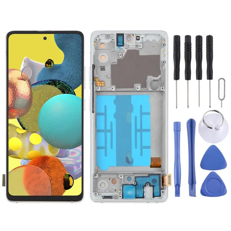 Voor Samsung Galaxy A51 5G SM-A516 6,43 inch OLED LCD-schermdigitizer, volledige montage met frame (zilver)