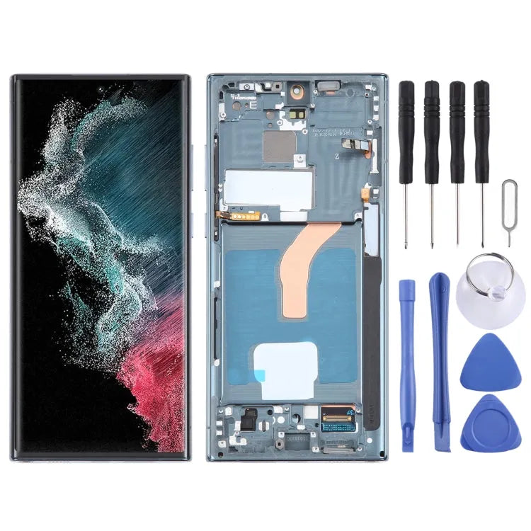 Voor Samsung Galaxy S22 Ultra 5G SM-S908B Origineel LCD-scherm Digitizer volledige montage met frame (groen)