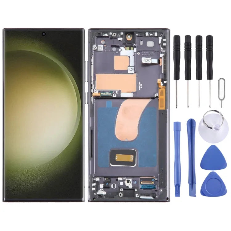 Voor Samsung Galaxy S23 Ultra SM-S918B Origineel LCD-scherm Digitizer volledige montage met frame (zwart)