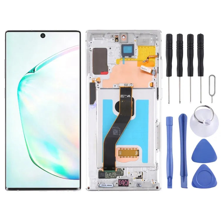 Originele Lcd-scherm voor Samsung Galaxy Note10+ 4G/Note10+ 5G SM-N976/N975 Digitizer Volledige Montage Met Frame (Zilver)