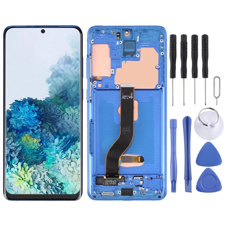 Originele Super AMOLED Lcd-scherm voor Samsung Galaxy S20 + 5G SM-G986B/G985 Digitizer Volledige Montage met Frame (donkerblauw)