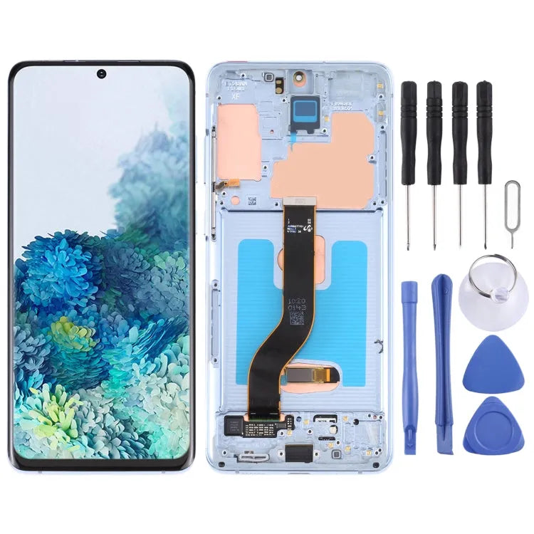 Originele Super AMOLED Lcd-scherm voor Samsung Galaxy S20 + 5G SM-G986B/G985 Digitizer Volledige Montage met Frame (Blauw)