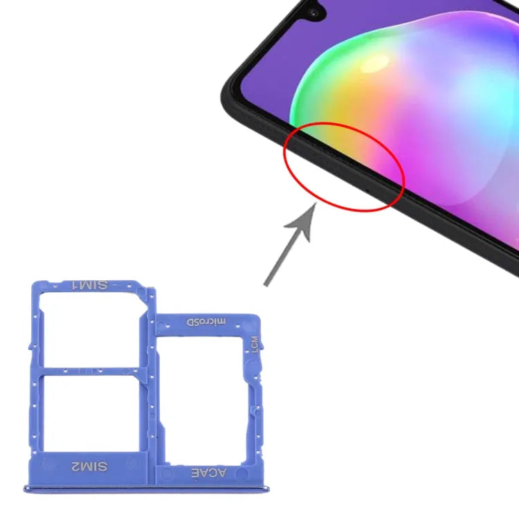 Voor Samsung Galaxy A315 / A31 SIM-kaartlade + SIM-kaartlade + Micro SD-kaartlade (blauw)