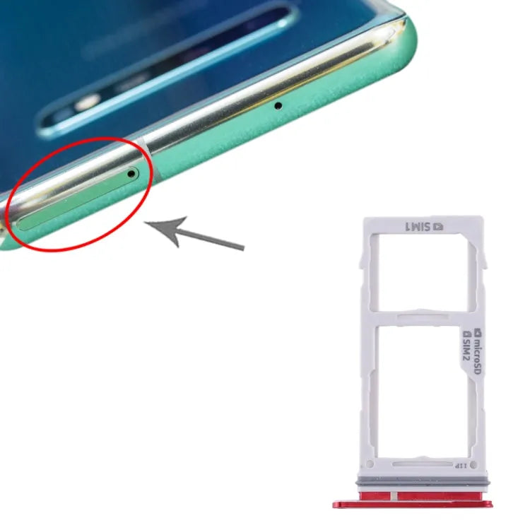 Voor Samsung Galaxy S10+ / S10 / S10e SIM-kaartlade + Micro SD-kaartlade (rood)