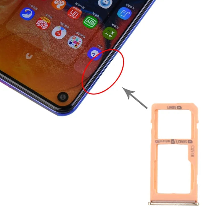 Voor Samsung Galaxy A60 SIM-kaartlade + SIM-kaartlade / Micro SD-kaartlade (Goud)