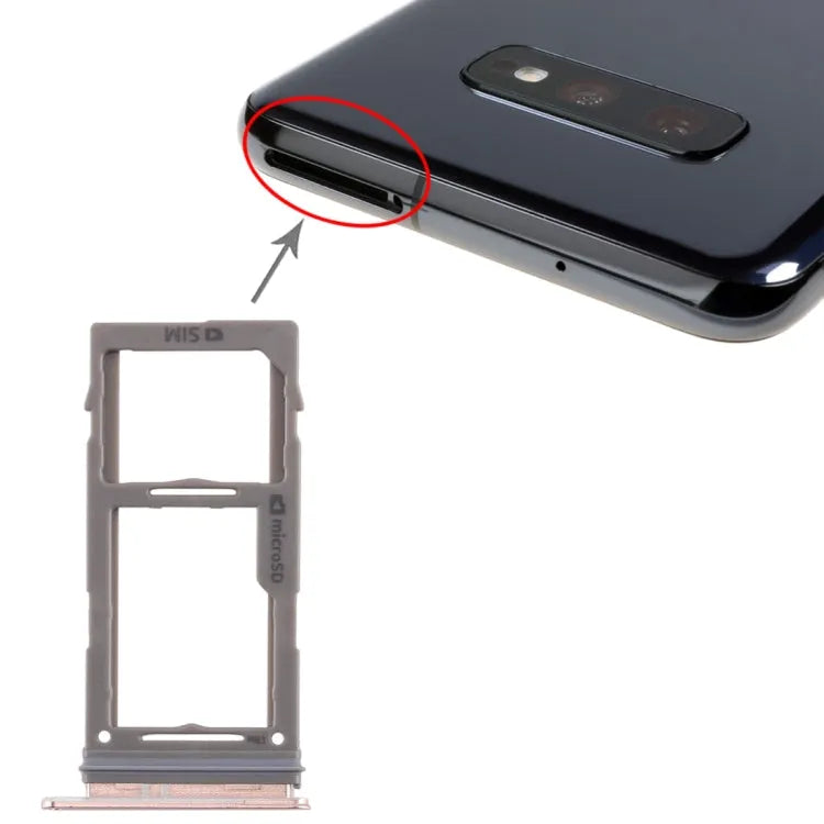Voor Samsung Galaxy S10+ / S10 / S10e SIM-kaartlade + Micro SD-kaartlade (roségoud)