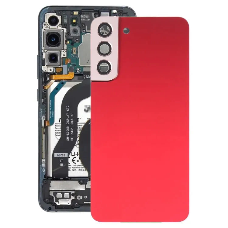 Batterijachterklep met cameralensframe voor Samsung Galaxy S22+ 5G SM-S906B (rood)