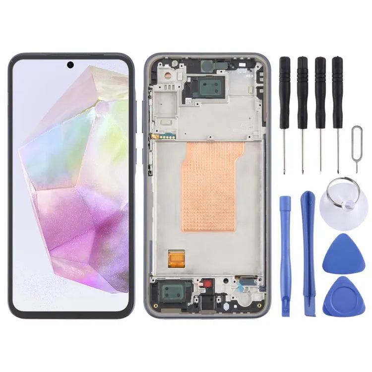 Voor Samsung Galaxy A35 SM-A356B Origineel LCD-schermdigitizer Volledige Montage met Frame (Blauw)