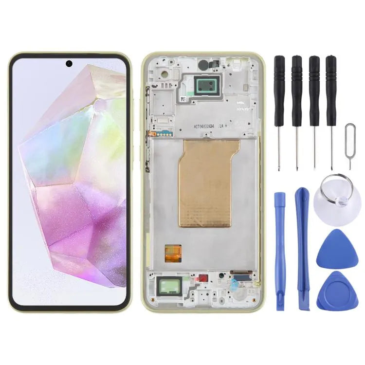 Voor Samsung Galaxy A35 SM-A356B Origineel LCD-schermdigitizer Volledige Montage met Frame (Lichtgroen)