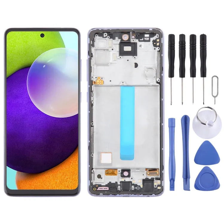 Voor Samsung Galaxy A52 4G SM-A525 6.43 inch OLED LCD-scherm Digitizer volledige montage met frame (paars)