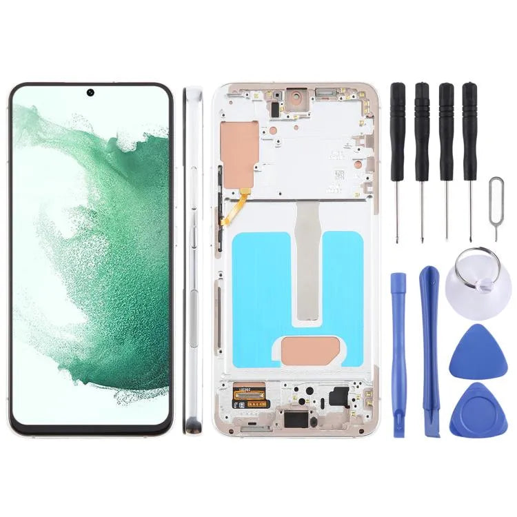 Voor Samsung Galaxy S22+ SM-S906B 6,43 inch TFT LCD-schermdigitaliser, volledige montage met frame, geen ondersteuning voor vingerafdrukidentificatie (zilver)