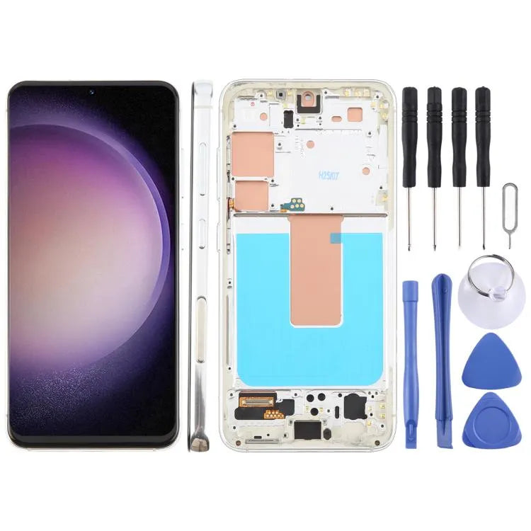 LCD-scherm (compleet met frame) voor Samsung Galaxy S23 (zilver)