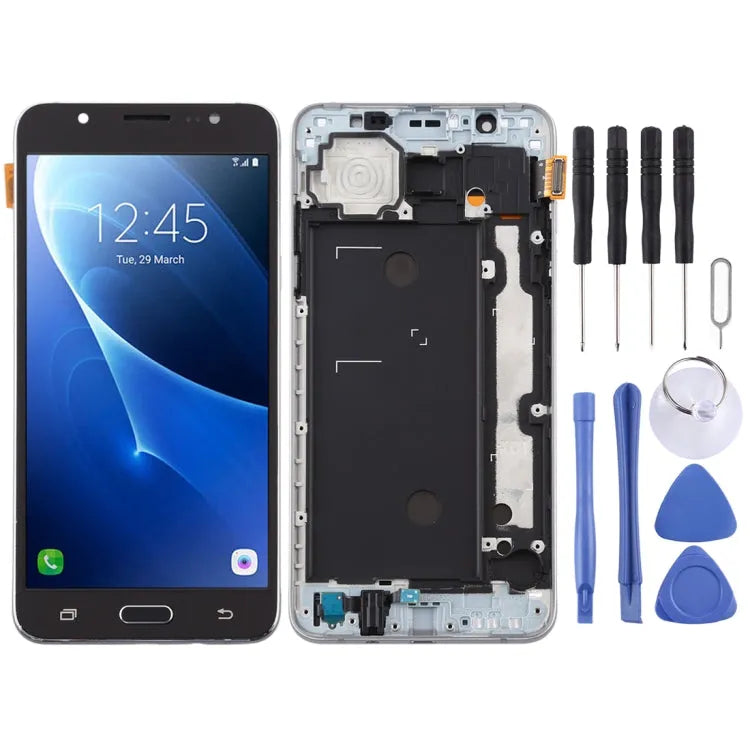 TFT LCD-scherm voor Galaxy J7 (2016) / J710F Digitizer Volledige montage met frame (zwart)