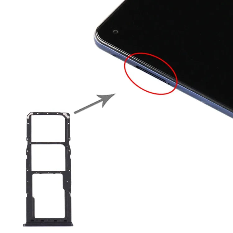 Voor Samsung Galaxy A21s SIM-kaartlade + SIM-kaartlade + Micro SD-kaartlade (zwart)