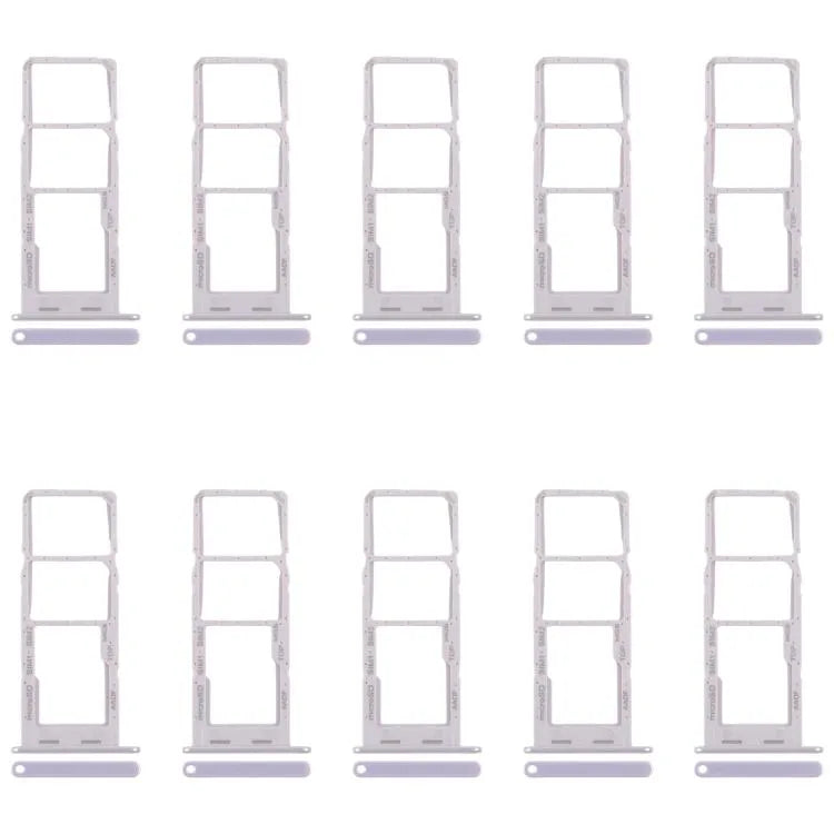 Voor Samsung Galaxy A14 5G SM-A146B 10 stuks originele SIM-kaarthouder + SIM-kaarthouder + Micro SD-kaarthouder (zilver)