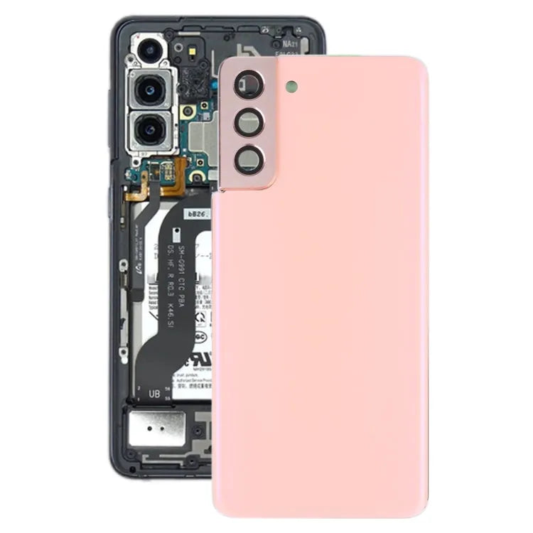 Batterijachterklep met cameralensframe voor Samsung Galaxy S21+ 5G (roze)