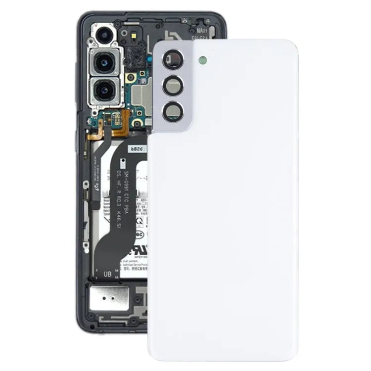 Batterijachterklep met cameralensframe voor Samsung Galaxy S21+ 5G (wit)