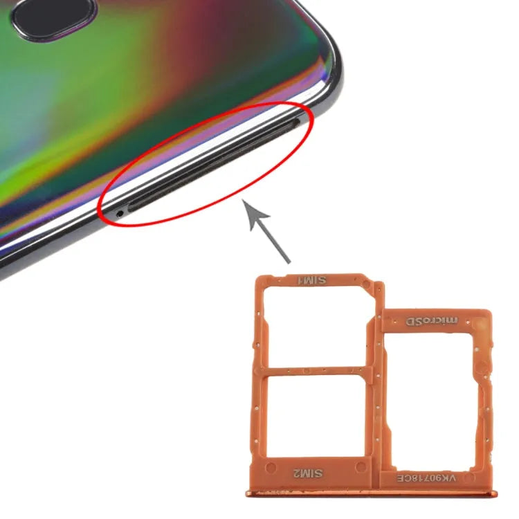 Voor Galaxy A40 SIM-kaartlade + SIM-kaartlade + Micro SD-kaartlade (oranje)