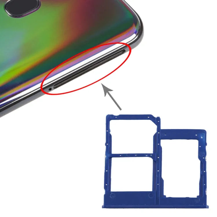 Voor Galaxy A40 SIM-kaartlade + SIM-kaartlade + Micro SD-kaartlade (blauw)