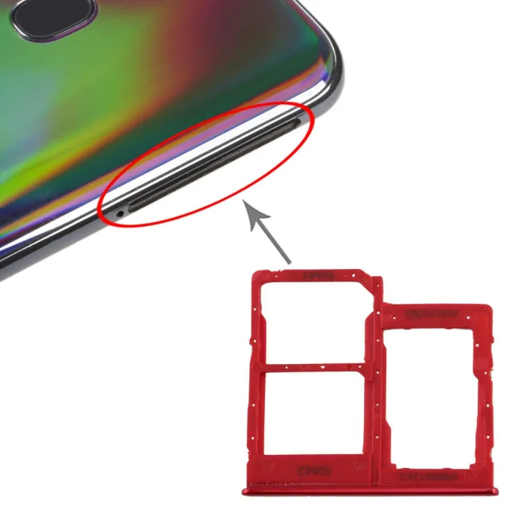 Voor Galaxy A40 SIM-kaartlade + SIM-kaartlade + Micro SD-kaartlade (rood)