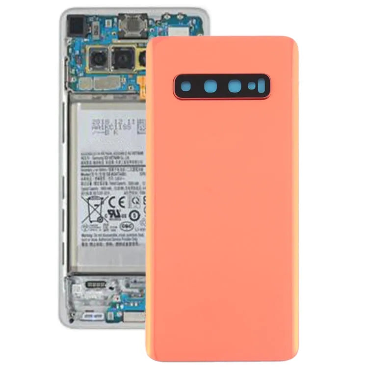 Batterijachterklep met cameralensframe voor Galaxy S10 (roze)