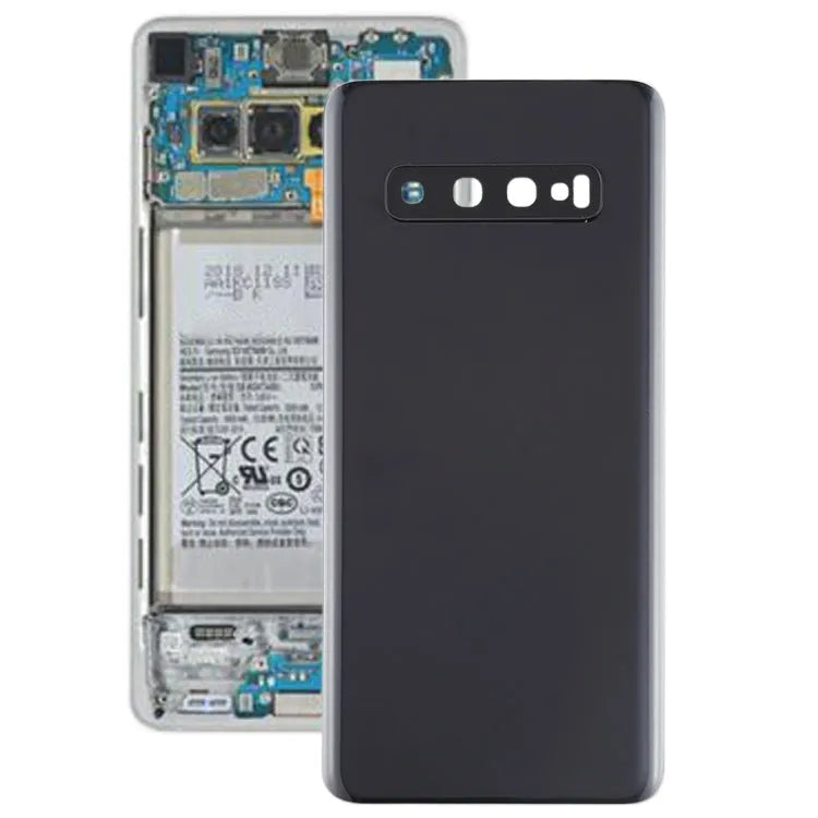 Batterijachterklep met cameralensframe voor Galaxy S10 (zwart)