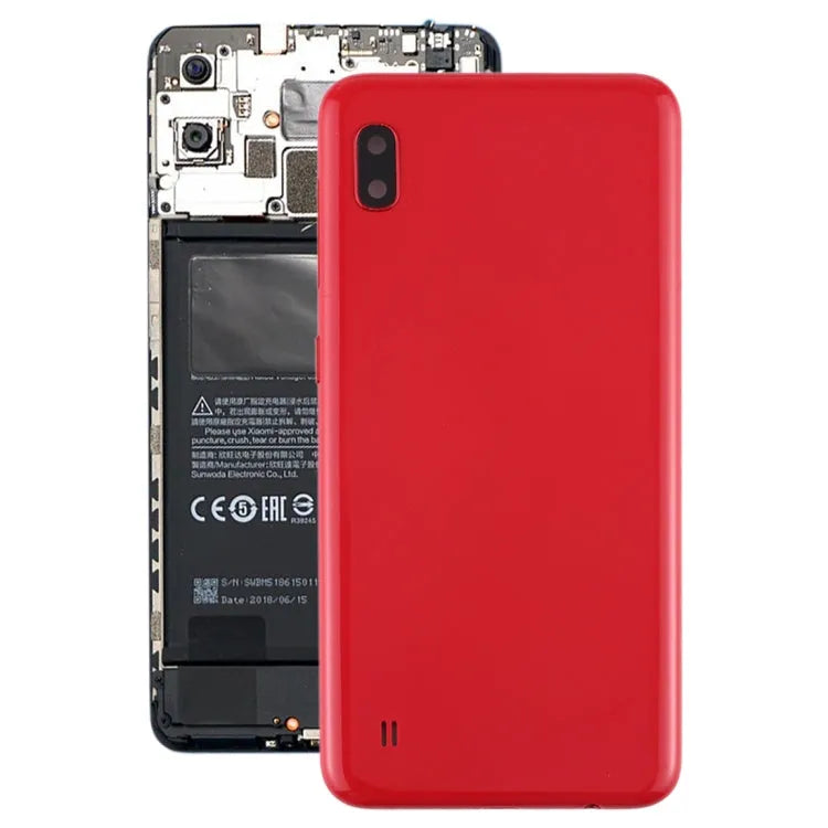 Batterijachterklep met cameralensframe en zijknoppen voor Galaxy A10 SM-A105F/DS, SM-A105G/DS (rood)