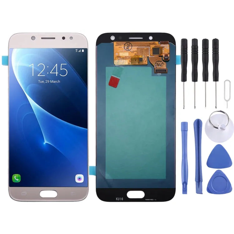 Oled LCD-scherm voor Galaxy J7 (2017) / J7 Pro, J730F/DS, J730FM/DS met volledige montage Digitizer (Goud)