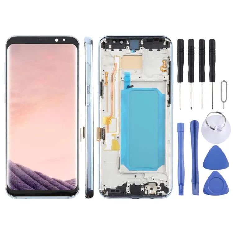 Voor Samsung Galaxy S8+ SM-G955F 6,18 inch TFT LCD-schermdigitizer, volledige montage met frame (blauw)