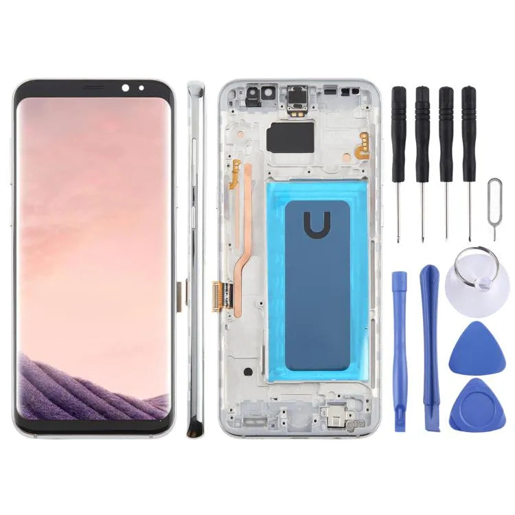 Voor Samsung Galaxy S8+ SM-G955F 6,18 inch TFT LCD-schermdigitizer, volledige montage met frame (zilver)