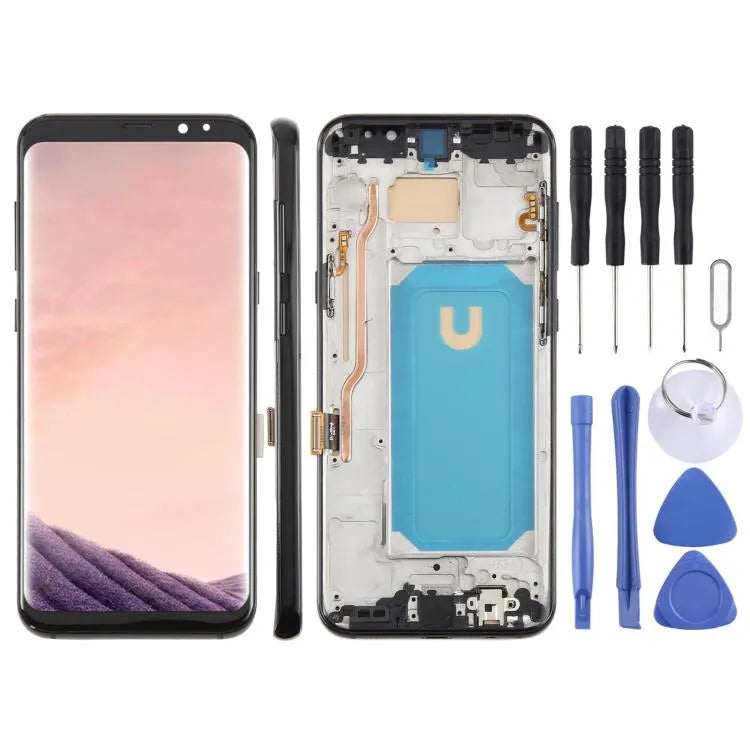 Voor Samsung Galaxy S8+ SM-G955F 6,18 inch TFT LCD-schermdigitizer, volledige montage met frame (zwart)