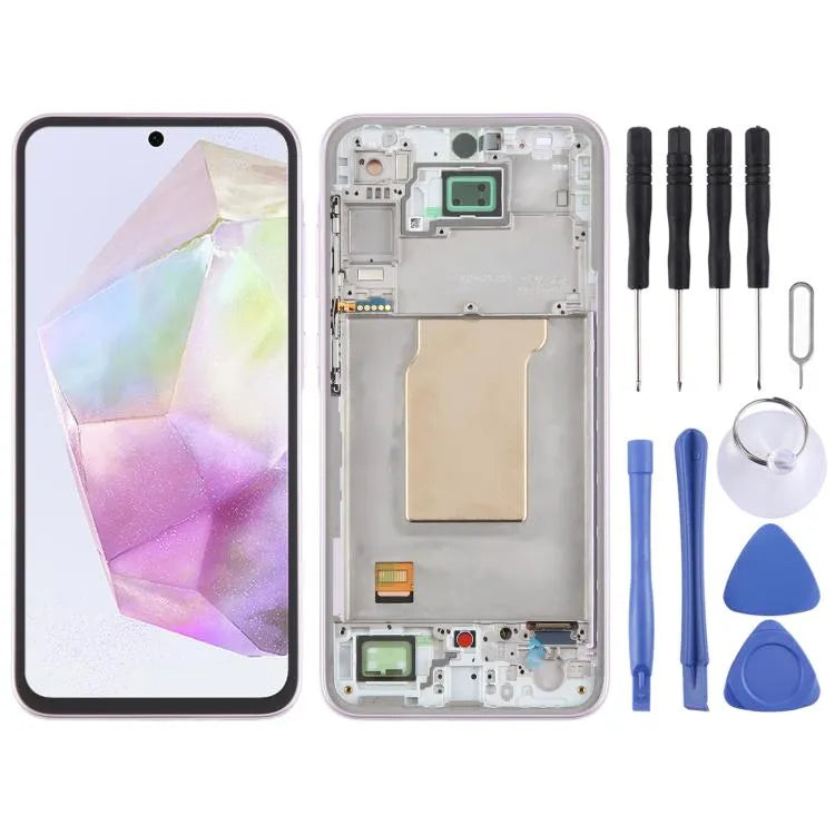 Voor Samsung Galaxy A35 SM-A356B OLED LCD-schermdigitizer, volledige montage met frame (roze)