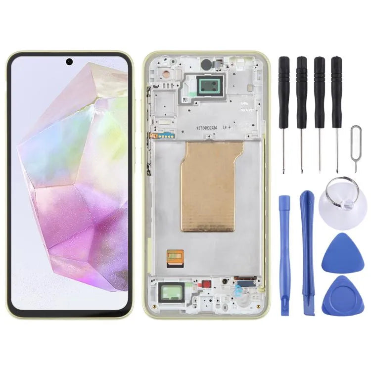 Voor Samsung Galaxy A35 SM-A356B OLED LCD-schermdigitizer, volledige montage met frame (lichtgroen)