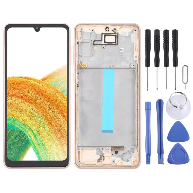 Voor Samsung Galaxy A33 5G SM-A336 6.36 inch OLED LCD-scherm Digitizer volledige montage met frame (goud)