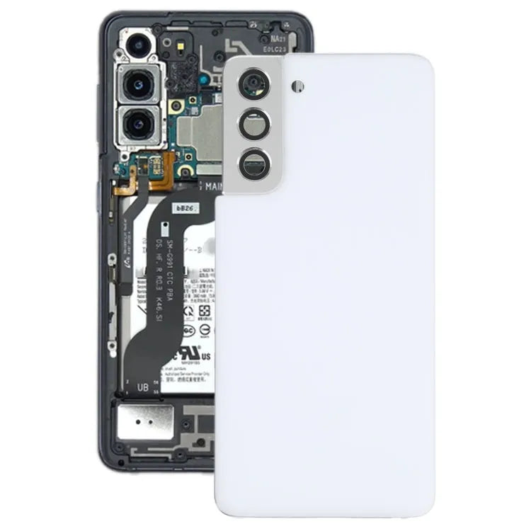 Batterijachterklep met cameralensframe voor Samsung Galaxy S21 5G (wit)